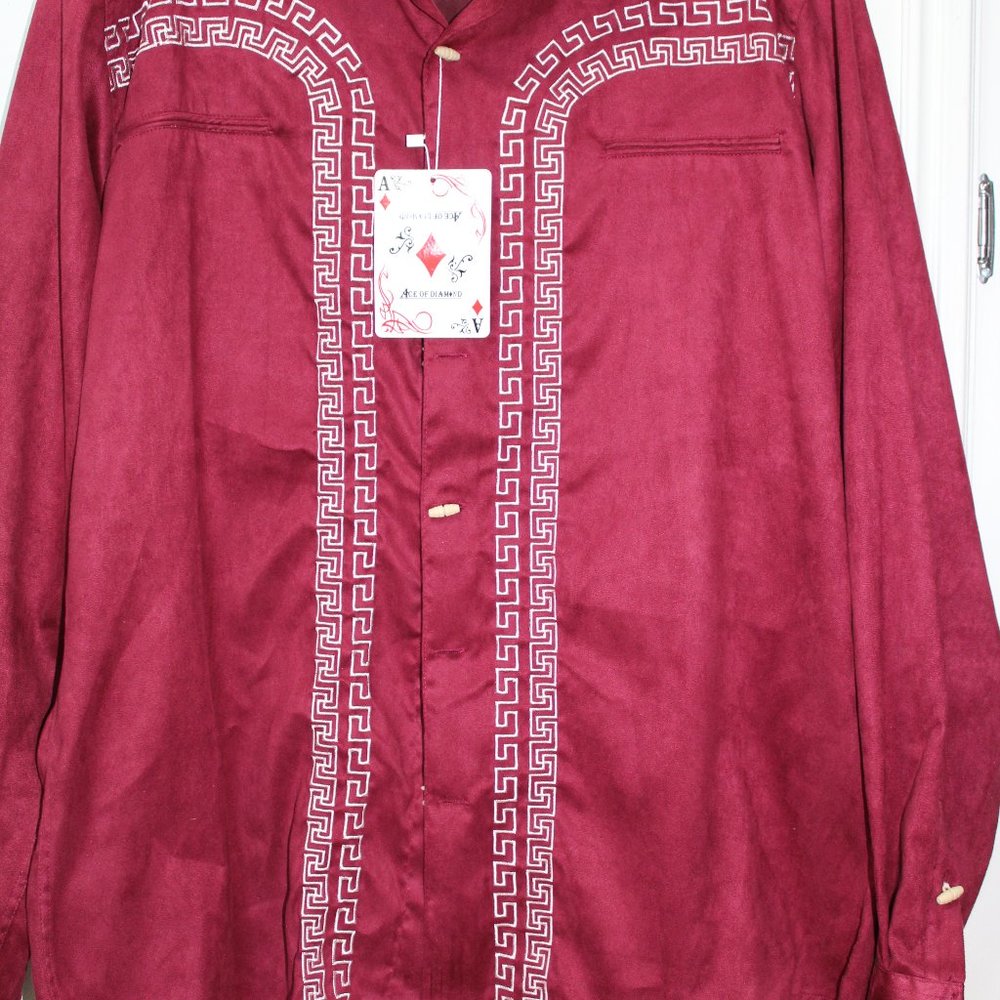 NWT  Ace of Diamonds  XL Button Down Shirt  Red